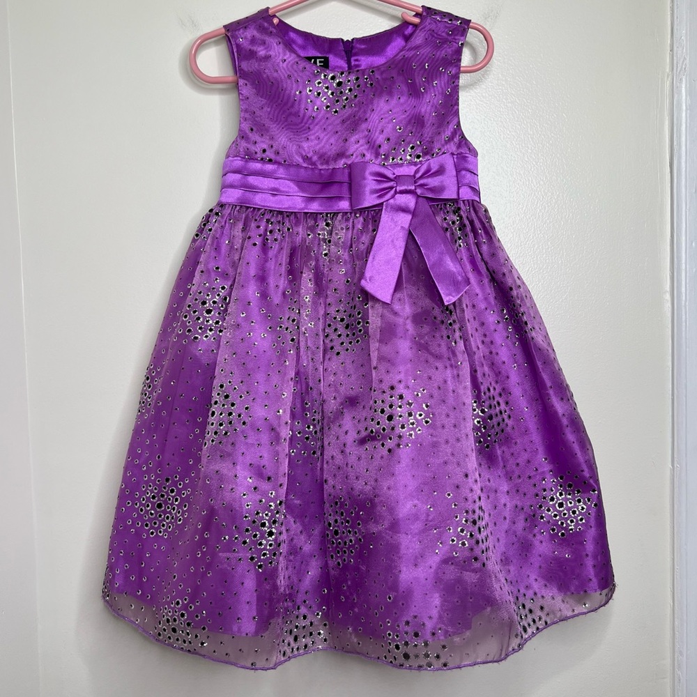Toddler Size 4 Sparkly Holiday Dress Purple Black Silver Easter   Spring
